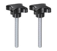 QUARKZMAN 2pcs Perillas de Estrella M10 x 80mm Rosca Macho Plástico Perilla de Sujeción de Tornillo de Apriete Manual de Repuesto, Negra