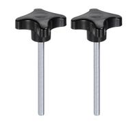 QUARKZMAN 2pcs Perillas de Estrella M8 x 100mm Rosca Macho Plástico Perilla de Sujeción de Tornillo de Apriete Manual de Repuesto, Negra