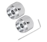 QUARKZMAN 2PCS Perillas de Guitarra de Metal, Perillas de Control de Volumen y Tono 6 x 20 x 15.5 mm Perillas de Potenciómetro con Llave para Guitarra Eléctrica Bajo, Plateadas