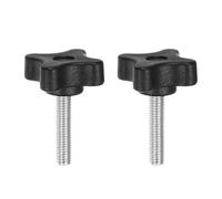 QUARKZMAN 2Pcs Perillas de Sujeción en Estrella M6 x 30 mm Rosca Macho Métrica 32 mm 4 Puntos Cabeza de Plástico Tornillo de Pulgar de Apriete Manual Jig Handle, Negro