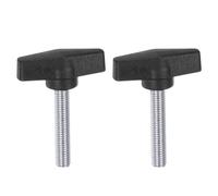 QUARKZMAN 2Pcs Perillas en T con Alas M10 x 40mm Macho Métrico Tornillo Roscado 55mm Cabeza en T Perilla de Plástico Manijas Tornillos de Pulgar Apretar Perilla de Sujeción Agarre, Negro