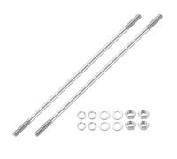 QUARKZMAN 2pcs Pernos Prisioneros Dobles, M8x250mm Acero Inoxidable 304 Varillas Roscadas Dobles con Tuercas y Arandelas Planas y de Seguridad Perno Prisionero de Doble Roscado