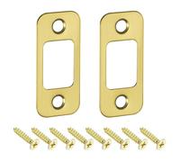 QUARKZMAN 2pcs Placa de Golpe de Puerta, Placa de Cierre de Seguridad con Kit de M4 Tornillos en Esquina Redondeada de Acero Inoxidable para Refuerzo de Marco de Puerta, 57x25.5mm, Dorado