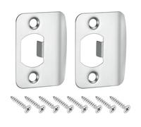 QUARKZMAN 2pcs Placa de Golpe de Puerta, Placa de Cierre de Seguridad con Kit de M4 Tornillos en Forma D de Acero Inoxidable para Refuerzo de Marco de Puerta, 57x45mm, Plateado