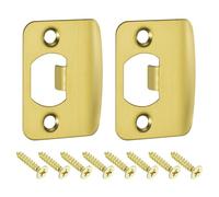 QUARKZMAN 2pcs Placa de Golpe de Puerta, Placa de Cierre de Seguridad con Kit de M4 Tornillos en Forma D de Acero Inoxidable para Refuerzo de Marco de Puerta, 57x45mm, Dorado