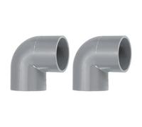 QUARKZMAN 2Pcs PVC Conector Codo de 90 Grados para Tubería de Agua, 40mm Interior Diámetro Conector de Tubería de PVC Codo de 2 Vías, Gris