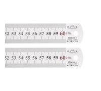 QUARKZMAN 2pcs Regla de Acero Inoxidable 60cm/24" de Largo x 1/28" de Grosor x 1-1/7" de Ancho Herramientas de Medición de Bordes Rectos en Pulgadas y Métricas, Plateado