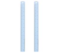 QUARKZMAN 2Pcs Regla Metálica Recta 30Cm Métrica SAE Aleación De Aluminio Reglas De Medir Con Agujero Para Medir Estudiar Leer Aula Oficina Azul Claro