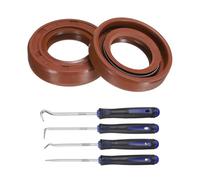QUARKZMAN 2Pcs Retén De Aceite, 17x30x7mm TC Fluororrobó Doble Labio Cubierta Con Kit De Ganchos Y Resorte Para Eje De Cojinete Automotriz Mecánico, Marrón