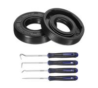 QUARKZMAN 2Pcs Retén De Aceite, 17x35x8mm TC Caucho Nitrílico Doble Labio Cubierta Con Kit De Ganchos Y Resorte Para Eje De Rodamiento Automotriz Mecánico, Negro