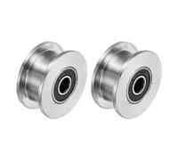 QUARKZMAN 2pcs Rueda de Pista con Ranura en H Acero Inoxidable 304 de 1.89" Rodillos de Doble Rodamiento para Pista Invertida Máquinas Industriales Puertas Corredizas