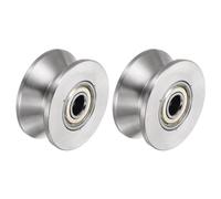QUARKZMAN 2pcs Rueda de Pista con Ranura en V Rodillos de Doble Cojinete de Acero Inoxidable 201 de 1.89" para Pista Invertida Máquinas Industriales Puertas Corredizas