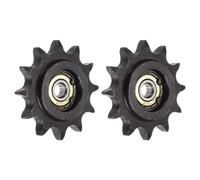 QUARKZMAN 2Pcs Rueda Dentada Loca DIN (ISO) 06B con Cojinete de 7 mm Diámetro Paso de 1/2" Endurecida con 12 Dientes Tensor de Rueda Dentada Rodamiento de Inserción Único (Tipo B)