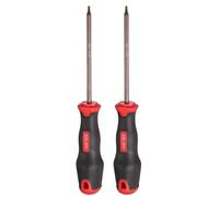 QUARKZMAN 2pcs T10 Torx Destornillador Magnético，200mm Acero Aleado S2 Tratado Térmicamente con 100mm Mango Ergonómico para Reparaciones Bricolaje DIY Construcción, Rojo Negro