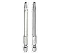QUARKZMAN 2Pcs T27 Bit de Seguridad Torx 1/4" Vástago Hexagonal 3" Largo Acero S2 Magnético Resistentes a Manipulaciones Puntas de Estrella Destornillador Torx con Agujero de Conductor
