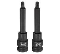 QUARKZMAN 2pcs T40 Torx Vaso Punta, 100mm L 1/2" Encastre 6 Puntas Estrella Cuadrada Métrica Impacto Extensión Barrena Acero S2 para Accionamiento Energía Potencia Brocas Tuerca Llave, Negro