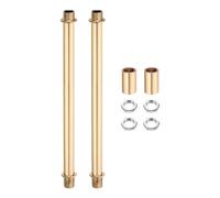 QUARKZMAN 2Set 200mm/7.87" Kit de Tubos Rectos para Lámparas, Varilla de Doble Roscado M10 en Acero al Carbono con Tuercas de Fijación y Conector para Lámparas de Mesa/Pie/Arañas, Color