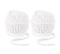 QUARKZMAN 2uds 10 Yardas Pompones Bola Flecos Borde, Cinta Costura Accesorio Bricolaje Manualidades para Hogar Cortina Ropa Almohada Decoración (5mm, Blanco)