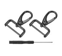 QUARKZMAN 2uds Giratorios Cierres Gancho, 32mm (1-1/4") D Anillo Desmontable Enganche Gancho Metal Langosta Garra Cierre Gancho con Destornillador para Monedero Llavero DIY Artesanía, Negro