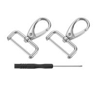 QUARKZMAN 2uds Giratorios Cierres Gancho, 32mm (1-1/4 Pulgadas) D Anillo Desmontable Enganche Gancho Metal Langosta Garra Cierre Gancho con Destornillador para Monedero Llavero, Plata