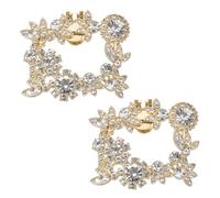 QUARKZMAN 2uds Imitación Diamante Zapato Clips Desmontable Cuadrado Zapatos Encanto Hebillas Accesorios para Boda Graduación Fiesta Alto Tacones DIY Decoración Dorado Tono