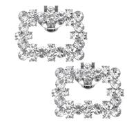 QUARKZMAN 2uds Imitación Diamante Zapato Clips Desmontable Rectangular Zapatos Encanto Hebillas Accesorios para Mujeres Boda Graduación Fiesta Alto Tacones Bricolaje Plateado Tono