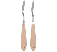 QUARKZMAN 2uds No.19 Paleta Cuchillos 8,5mm Ancho Inoxidable Acero Pequeño Punta Espátula Pintura Paleta Cuchillo con Madera Mango para Aceite Acrílico Lienzo Mezcla Untar