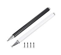 QUARKZMAN 2uds Ópticos Bolígrafos para Táctiles Pantallas Magnético 4 Fino Punto Disco Universal Capacitivo Boligrafo Sensibilidad para Todas Capacitivas Táctil Pantalla, Blanco/Negro