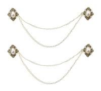 QUARKZMAN 2uds Suéter Clips Vintage Cárdigan Collar Clips con Cadena Camisa Clips Chal Clips Ropa Clip para Mujer(Oro)