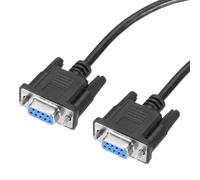 QUARKZMAN 3.3 Pies Cable De Extensión Serial DB9 RS232 Hembra A Hembra Cable Nulo Módem Con Apretón De Mano Completo Cruzado Para Comunicación De Datos, Negro