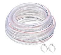 QUARKZMAN 3/4" ID x 25 Pies PVC Tubo Acero Alambre Reforzado Tubo Flexible Vinilo Manguera Tubería Transparente Succión Productos químicos Resistente Grueso Tubo