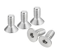 QUARKZMAN 3/8-16x7/8" Plana Avellanada Hueca Cabeza Tornillos, 5uds 304 Inoxidable Acero Hexagonal Zócalo Plana Cabeza Tornillos, Completa Rosca, Avellanados Pernos