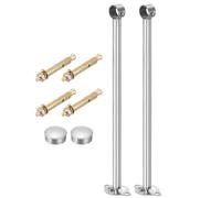 QUARKZMAN 3 Juego Soportes para Barra de Cortina de Techo, Ajuste de Barra de 25mm/0.98" Longitud de 400mm/15.75" Ganchos y Colgadores de Acero Inoxidable para Paredes Armario, Plateado