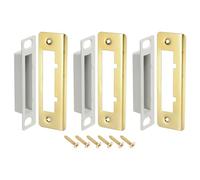 QUARKZMAN 3 Juegos de Placas de Golpe de Puerta, 41mm x 133mm Placa de Golpe de Cerradura de Perno Muerto de Acero Inoxidable para Refuerzo de Marco de Puerta y Jamba de Puerta, Dorado
