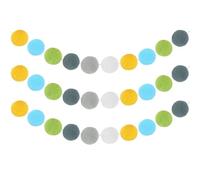 QUARKZMAN 3 Juegos Guirnalda Bolas Fieltro 8 Pies 30 Bolas Guirnalda Pompones Arcoíris Hecha A Mano para Decoración Habitaciones En Navidad n Fiestas (Verde Amarillo Gris Azul Blanco)