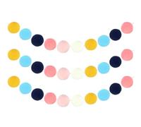 QUARKZMAN 3 Juegos Guirnalda Bolas Fieltro, 8 Pies 30 Bolas Guirnalda Pompones Arcoíris Hecha A Mano para Decoración Habitación En Navidad(Rosa, Azul Zafiro, Amarillo, Blanco, Azul)