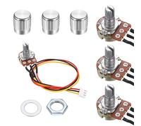 QUARKZMAN 3 Juegos WH148 B100K Ohm Potenciómetro Kit, 3 Pasadores Variable Resistencias Simples Lineales Rotativo Potenciómetro con 20cm Cable, Plata Giratorias Perillas
