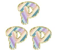 QUARKZMAN 3 Parches De Letras De Hierro, 5.5cm/2.17" Letra P Bordada Con Ribete De Oro Brillante, Aplicación Pequeña De Letras A-Z Para DIY Sombreros Ropa Bolsos Jeans Chaquetas
