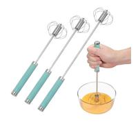 QUARKZMAN 3 Pcs Batidor De Acero Inoxidable, Herramienta Semiautomática Para Batir Batidor De Huevos Antiadherente Para Cocinar Hornear Mezclar Batir, Verde (Pequeño/Mediano/Grande)
