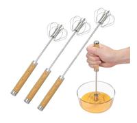 QUARKZMAN 3 Pcs Batidor De Acero Inoxidable, Herramienta Semiautomática Para Batir Batidor No Pegajoso Para Cocinar Hornear Mezclar Batir, Marrón (Pequeño/Mediano/Grande)