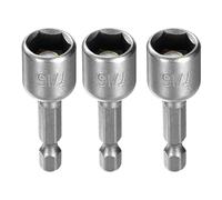 QUARKZMAN 3 Pcs de Barrena de Tuerca Hexagonal 7/16" con Zócalo de 6 Puntos y Vástago Hexagonal de 1/4" de 1.9" (48Mm) de Longitud con Imán para Tuerca de Acero Cr-V Cambio Rápido