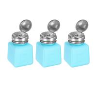 QUARKZMAN 3 Pcs de Dispensador de Alcohol Solvente 100ml (3.4Oz) con Bomba de Dispensación de Líquido de Presión hacia Abajo y Tapa de Acero Inoxidable Sellada, Azul