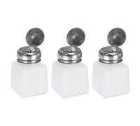 QUARKZMAN 3 Pcs de Dispensador de Alcohol Solvente 100ml (3.4Oz) con Bomba de Dispensación de Líquido de Presión hacia Abajo y Tapa de Acero Inoxidable Sellada, Blanco