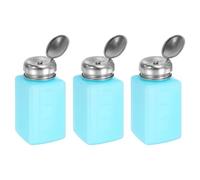 QUARKZMAN 3 Pcs de Dispensador de Alcohol Solvente 200ml (6.7Oz) Botella de Bomba de Dispensador de Líquido con Tapa de Acero Inoxidable Sellada para Removedor de Esmalte de Uñas, Azul
