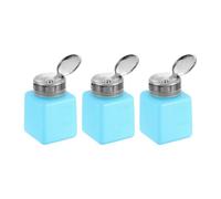 QUARKZMAN 3 Pcs Dispensador de Alcohol Solvente 120ml (4Oz) Botella de Bomba de Dispensador de Líquido de Empuje con Cabeza de Prensa de Acero Inoxidable, Azul