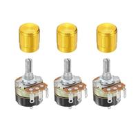 QUARKZMAN 3 Pcs Potenciómetro Rotatorio De 5K Ohm, WH138 3 Pines Una Vuelta Lineal Resistencia Variable Potenciómetros Con Interruptor Para Regulación De Velocidad De Inversor, Dorado