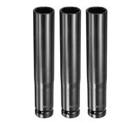 QUARKZMAN 3 Piezas Casquillo Impacto Profundo 6 Puntos 1/2" Empuje 19mm Casquillo Métrico 5.7" (145mm) Extra Largo Tratado Térmicamente Acero 45# Para Reparación De Tuercas.
