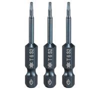 QUARKZMAN 3 piezas de punta de destornillador Torx T6 de 2" de largo | 6 puntas de destornillador de grado industrial a prueba, de acero S2, con vástago hexagonal de 1/4", magnético