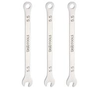 QUARKZMAN 3 Piezas Llave Combinada Fina Métrica 5.5mm 6 Puntos Terminada en Caja 15 Grados de Desfase Extremo Abierto Acero Inoxidable, Tono Plateado