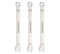 QUARKZMAN 3 Piezas Llave Combinada Fina Métrica 5mm 6 Puntos Terminada en Caja 15 Grados de Offset Extremo Abierto Acero Inoxidable, Tono Plateado